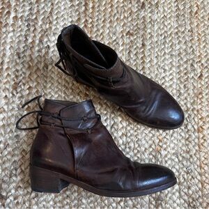 Peter Nappi 39 Leather Short Booties Tie Ankle Brown